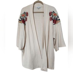 DAVI & DANI 100% Cotton Cream Sweater with Floral Embroidery Size Medium